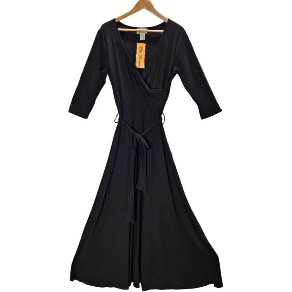 Ella Samani Faux Wrap Maxi Dress Black Large